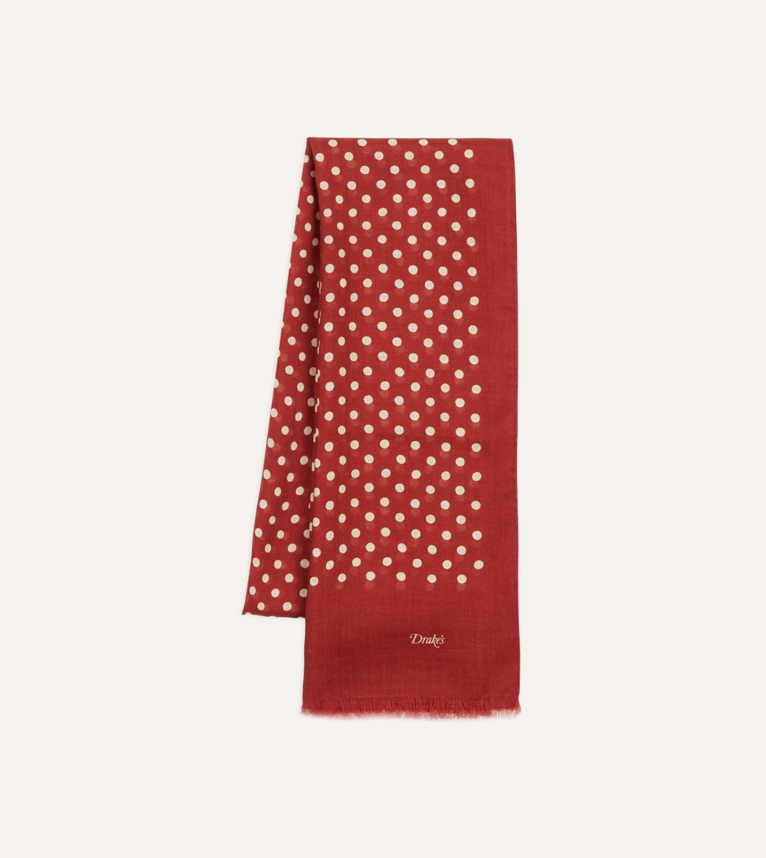 Red Hand-Drawn Polka Dot Wool Scarf 5 Red Hand-Drawn Polka Dot Wool Scarf - Image 3