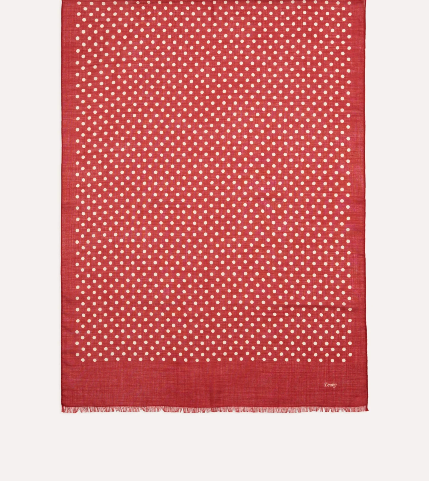 Red Hand-Drawn Polka Dot Wool Scarf 6 Red Hand-Drawn Polka Dot Wool Scarf - Image 4
