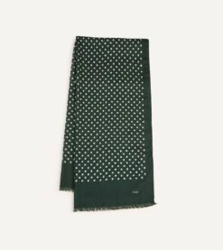 Green Hand-Drawn Polka Dot Wool Scarf 9 Green Hand-Drawn Polka Dot Wool Scarf -Drakes Shop DR1AB123138 03401 1 LR