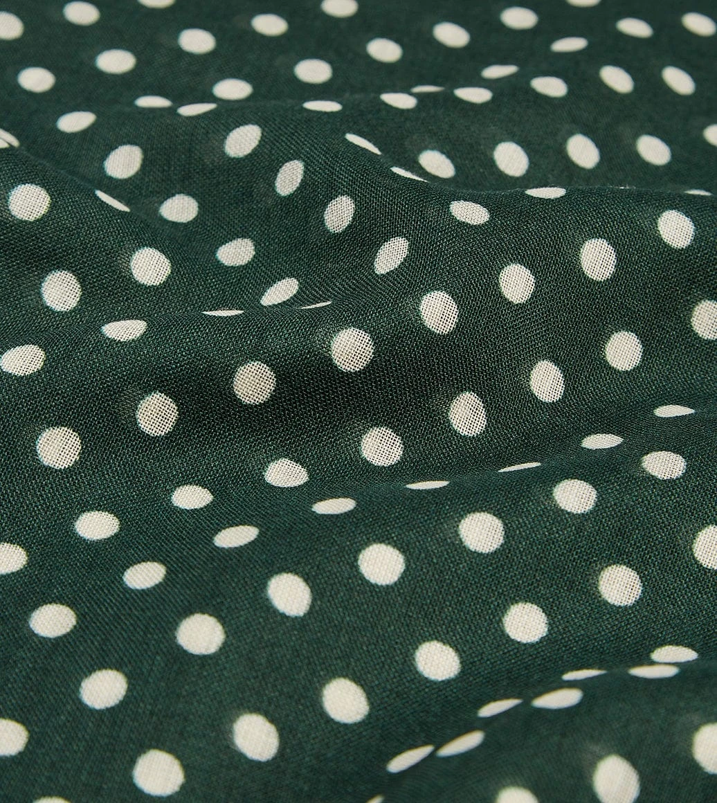 Green Hand-Drawn Polka Dot Wool Scarf 4 Green Hand-Drawn Polka Dot Wool Scarf - Image 2