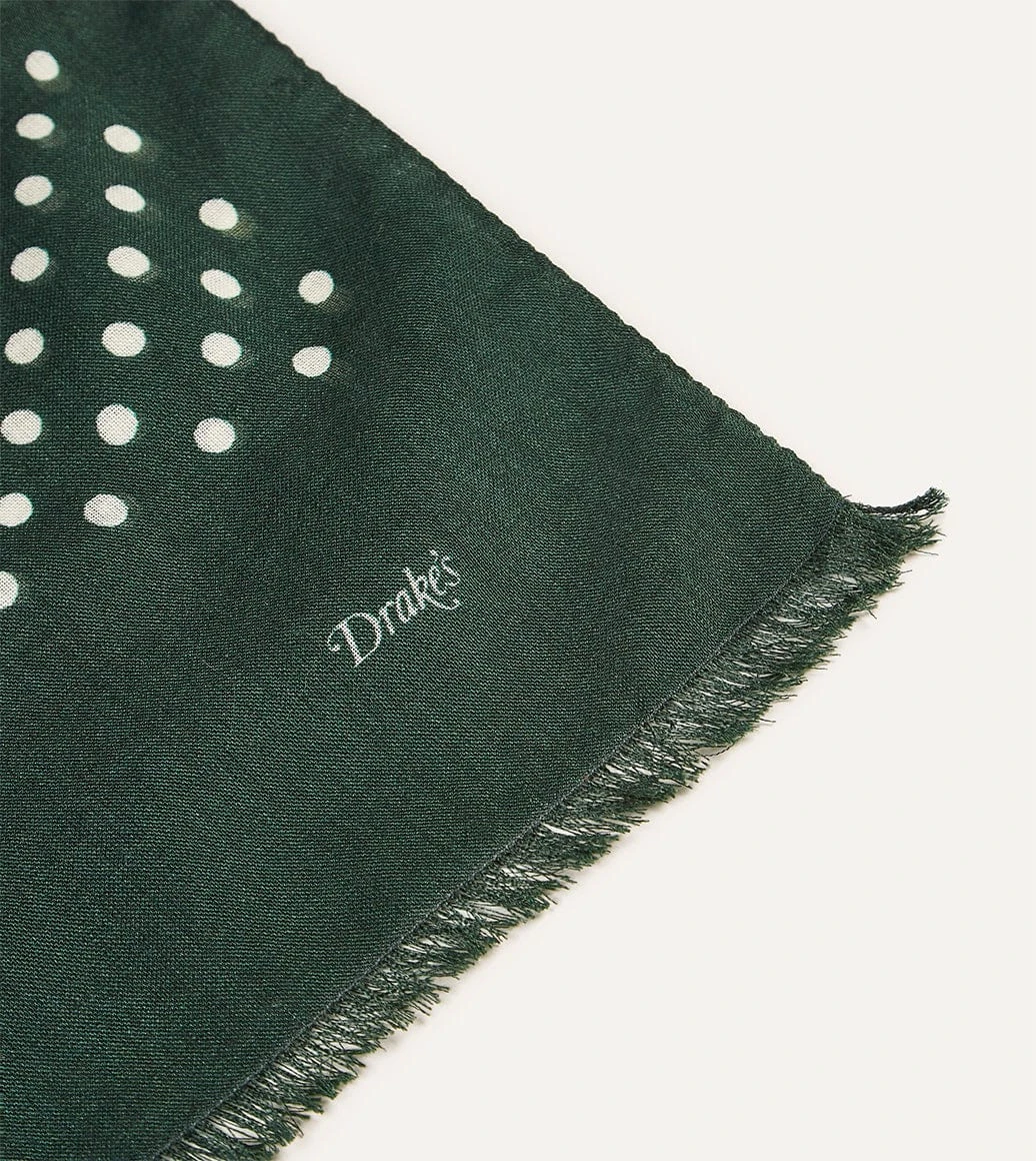 Green Hand-Drawn Polka Dot Wool Scarf 6 Green Hand-Drawn Polka Dot Wool Scarf - Image 4