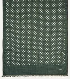 Green Hand-Drawn Polka Dot Wool Scarf 11 Green Hand-Drawn Polka Dot Wool Scarf -Drakes Shop DR1AB123138 03401 5 LR
