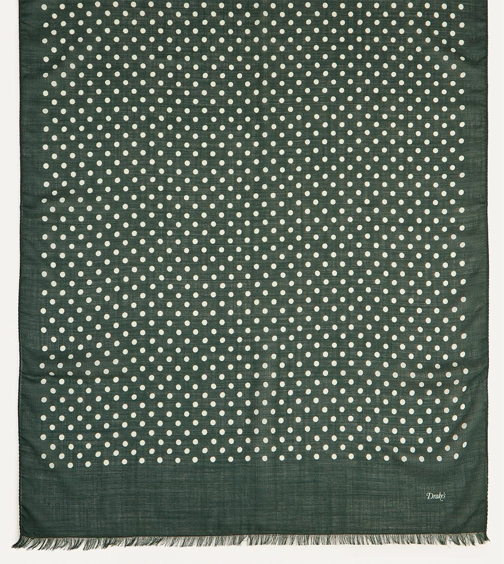 Green Hand-Drawn Polka Dot Wool Scarf 7 Green Hand-Drawn Polka Dot Wool Scarf - Image 5