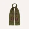 Olive Elephant Print Wool-Silk Scarf -Drakes Shop DR1AB123553 02401 1
