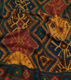 Brown Kilim Print Wool-Silk Scarf -Drakes Shop DR1AB123558 02401 2