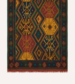 Brown Kilim Print Wool-Silk Scarf -Drakes Shop DR1AB123558 02401 4