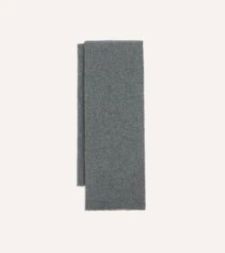 Grey Solid Wool Scarf -Drakes Shop DR1AB223518 02600 3