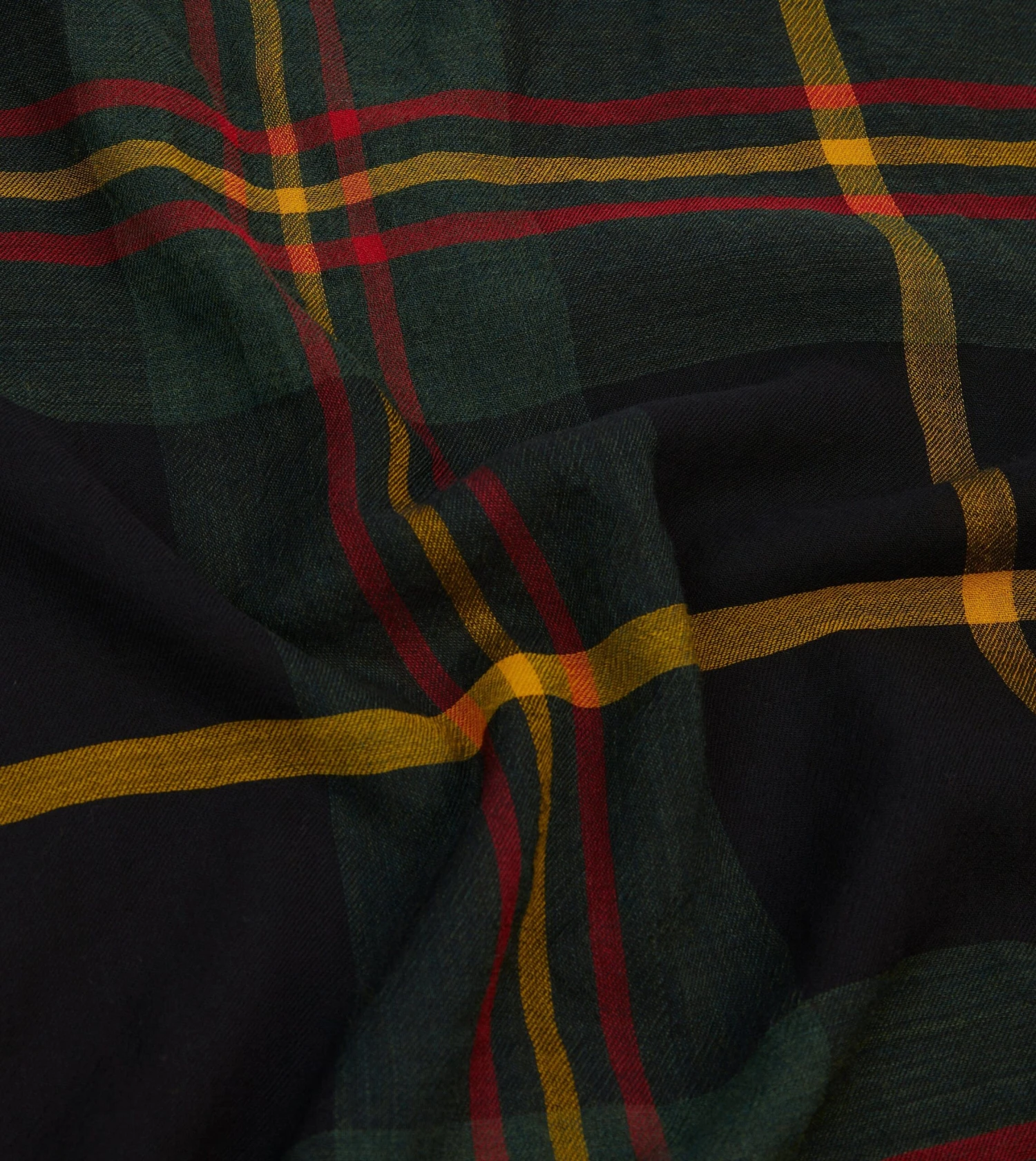 Green Tartan Washed Check Wool Scarf 4 Green Tartan Washed Check Wool Scarf - Image 2