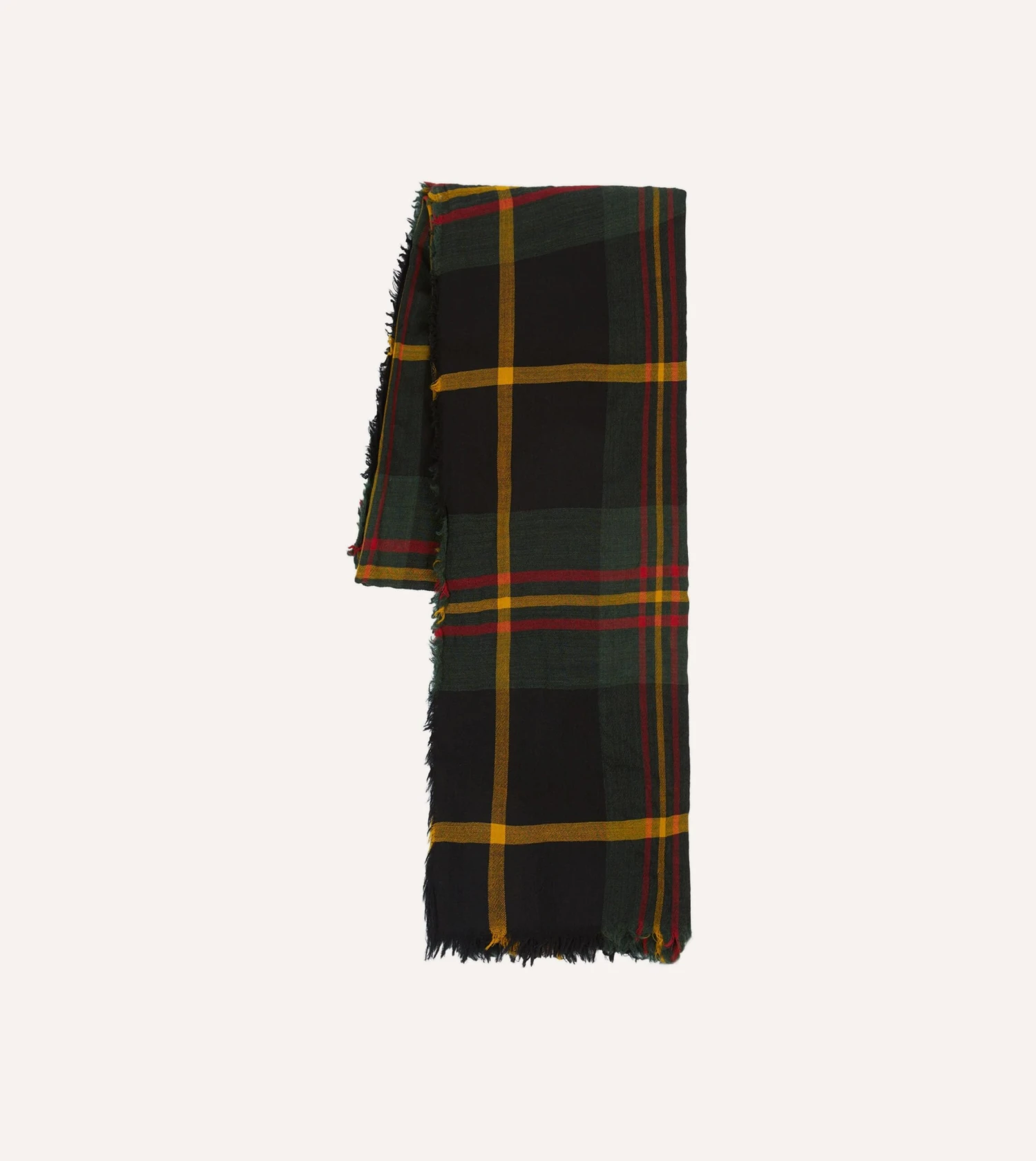 Green Tartan Washed Check Wool Scarf 6 Green Tartan Washed Check Wool Scarf - Image 4