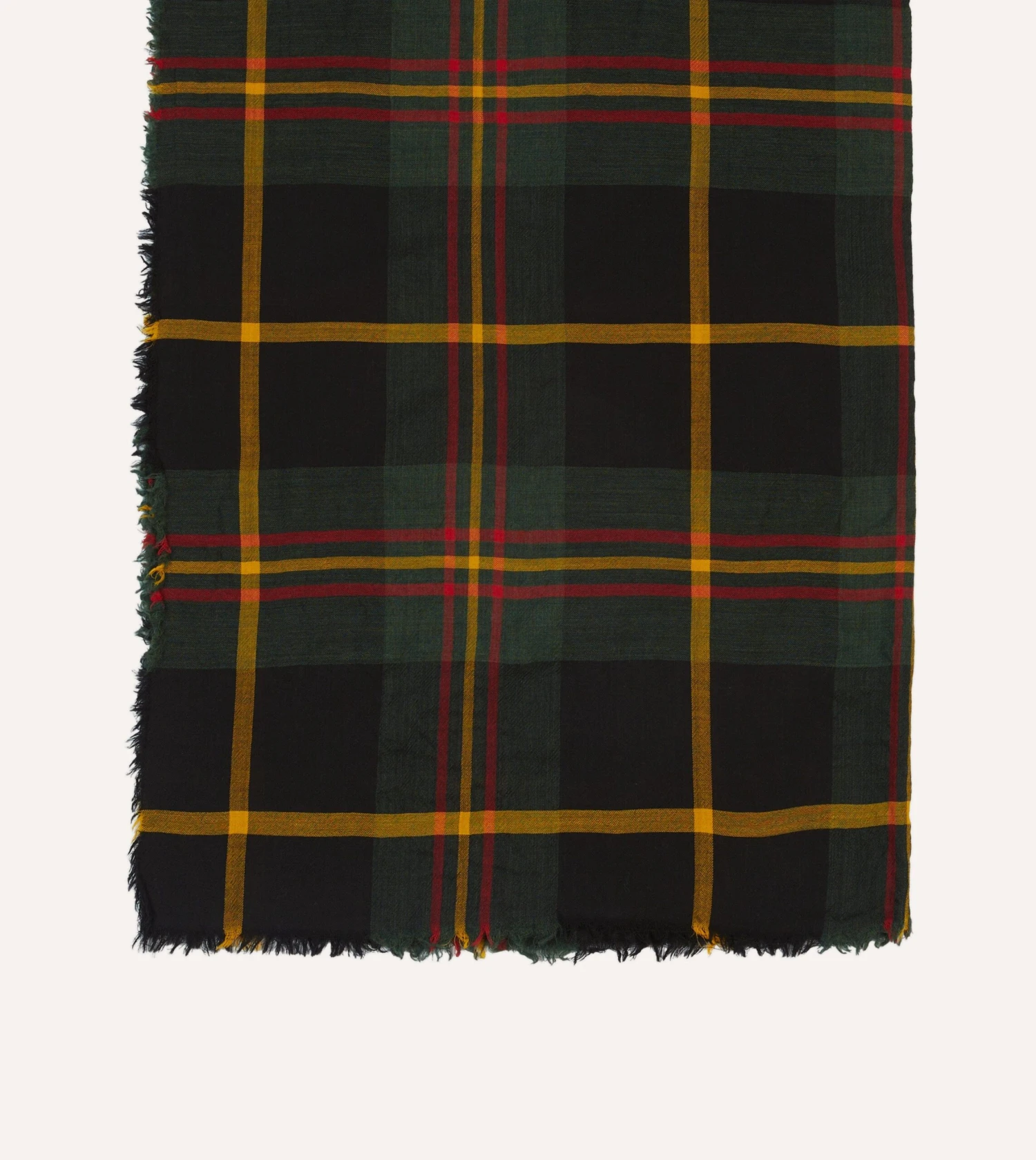 Green Tartan Washed Check Wool Scarf 5 Green Tartan Washed Check Wool Scarf - Image 3