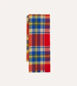 Red Tartan Check Wool Scarf -Drakes Shop DR1AB223569 02703 3