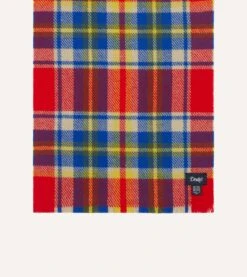 Red Tartan Check Wool Scarf -Drakes Shop DR1AB223569 02703 4
