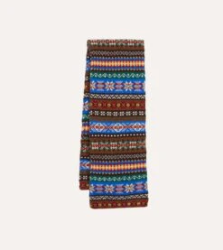 Lambswool Fair Isle Scarf -Drakes Shop DR1AB223570 01403 3