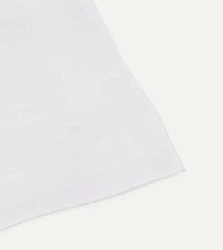 White Linen Pocket Square -Drakes Shop DR1AC022955 01000 2