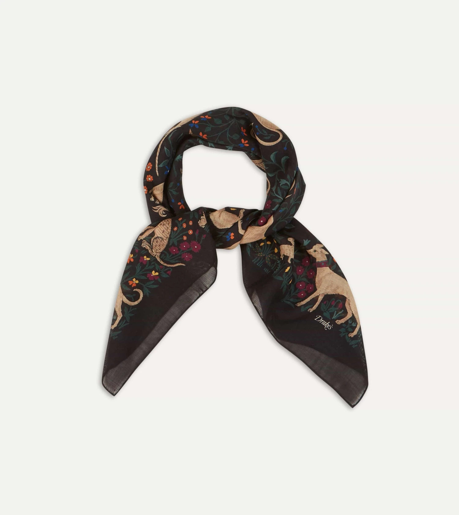 Black Unicorn Print Wool-Silk Square Scarf 3 Black Unicorn Print Wool-Silk Square Scarf