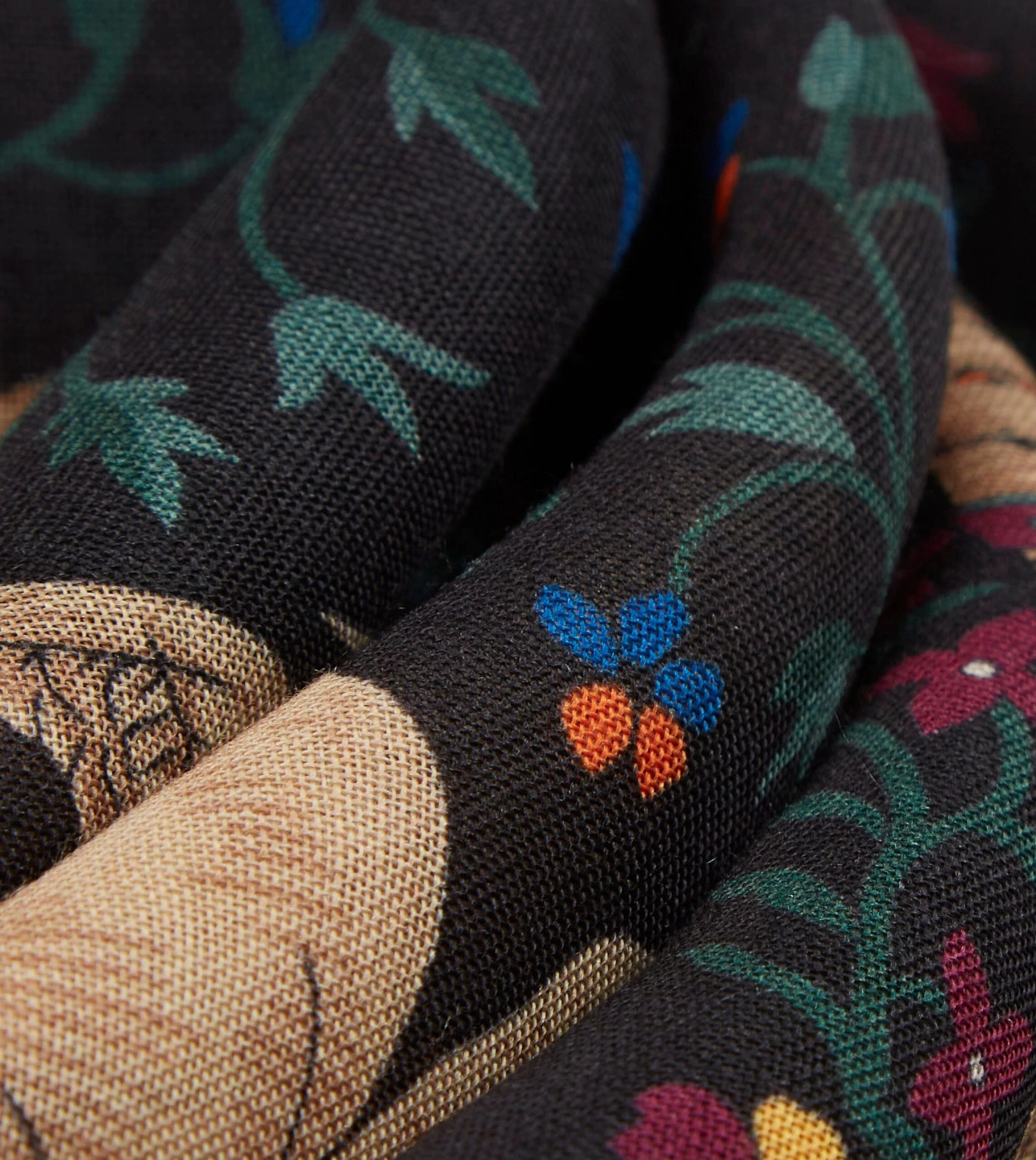 Black Unicorn Print Wool-Silk Square Scarf 4 Black Unicorn Print Wool-Silk Square Scarf - Image 2