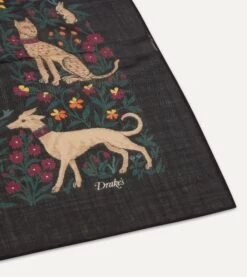 Black Unicorn Print Wool-Silk Square Scarf 11 Black Unicorn Print Wool-Silk Square Scarf -Drakes Shop DR1AD021397 03101 4