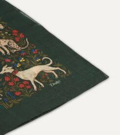 Green Unicorn Print Wool-Silk Square Scarf -Drakes Shop DR1AD021397 04401 4
