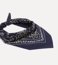 Navy Paisley Print Cotton Bandana -Drakes Shop DR1AD022223 01251 3