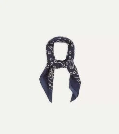 Navy Paisley Print Cotton Bandana -Drakes Shop DR1AD022223 01251 4