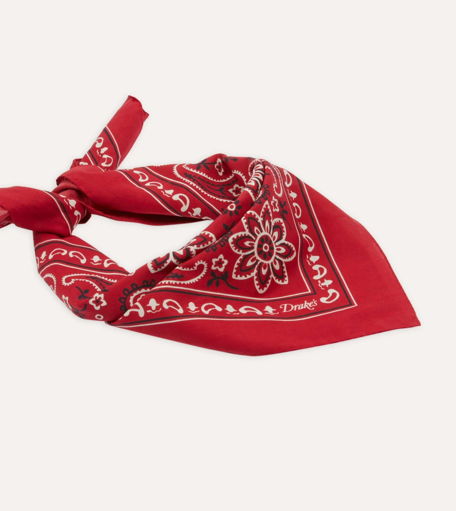 Red Paisley Print Cotton Bandana 5 Red Paisley Print Cotton Bandana - Image 4