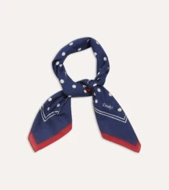 Navy Polka Dot Print Bandana -Drakes Shop DR1AD022224 01251 2