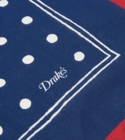 Navy Polka Dot Print Bandana -Drakes Shop DR1AD022224 01251 4