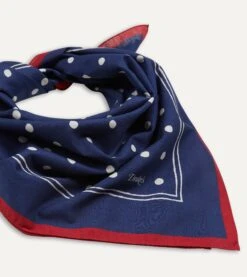 Navy Polka Dot Print Bandana -Drakes Shop DR1AD022224 01251 5