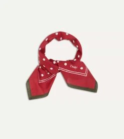Red Polka Dot Print Bandana 11 Red Polka Dot Print Bandana -Drakes Shop DR1AD022224 02701 2