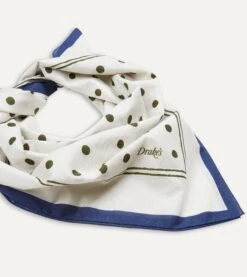 White And Green Polka Dot Print Bandana 9 White And Green Polka Dot Print Bandana -Drakes Shop DR1AD022224 04001 5