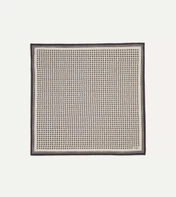 Ecru And Navy Spots Print Silk-Cotton Bandana