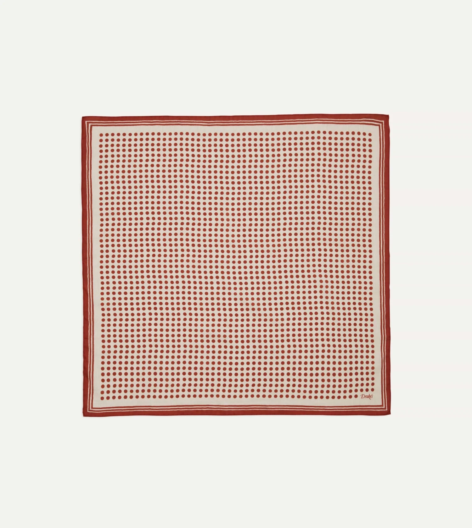 Ecru And Red Spots Print Silk-Cotton Bandana 3 Ecru And Red Spots Print Silk-Cotton Bandana