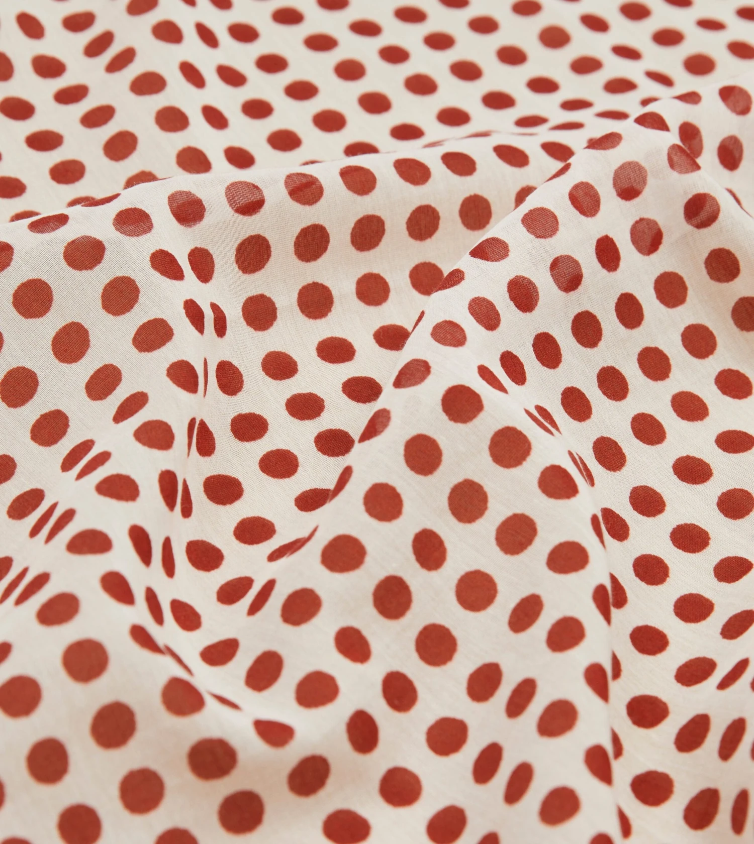 Ecru And Red Spots Print Silk-Cotton Bandana 4 Ecru And Red Spots Print Silk-Cotton Bandana - Image 2