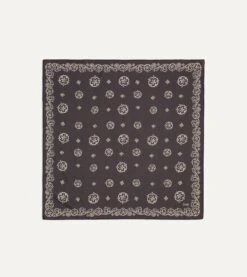 Drakes Shop 8 Navy Flower Print Silk-Cotton Bandana