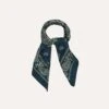Navy Paisley Print Wool-Silk Bandana