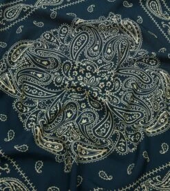 Navy Paisley Print Wool-Silk Bandana 9 Navy Paisley Print Wool-Silk Bandana -Drakes Shop DR1AD023552 01251 2