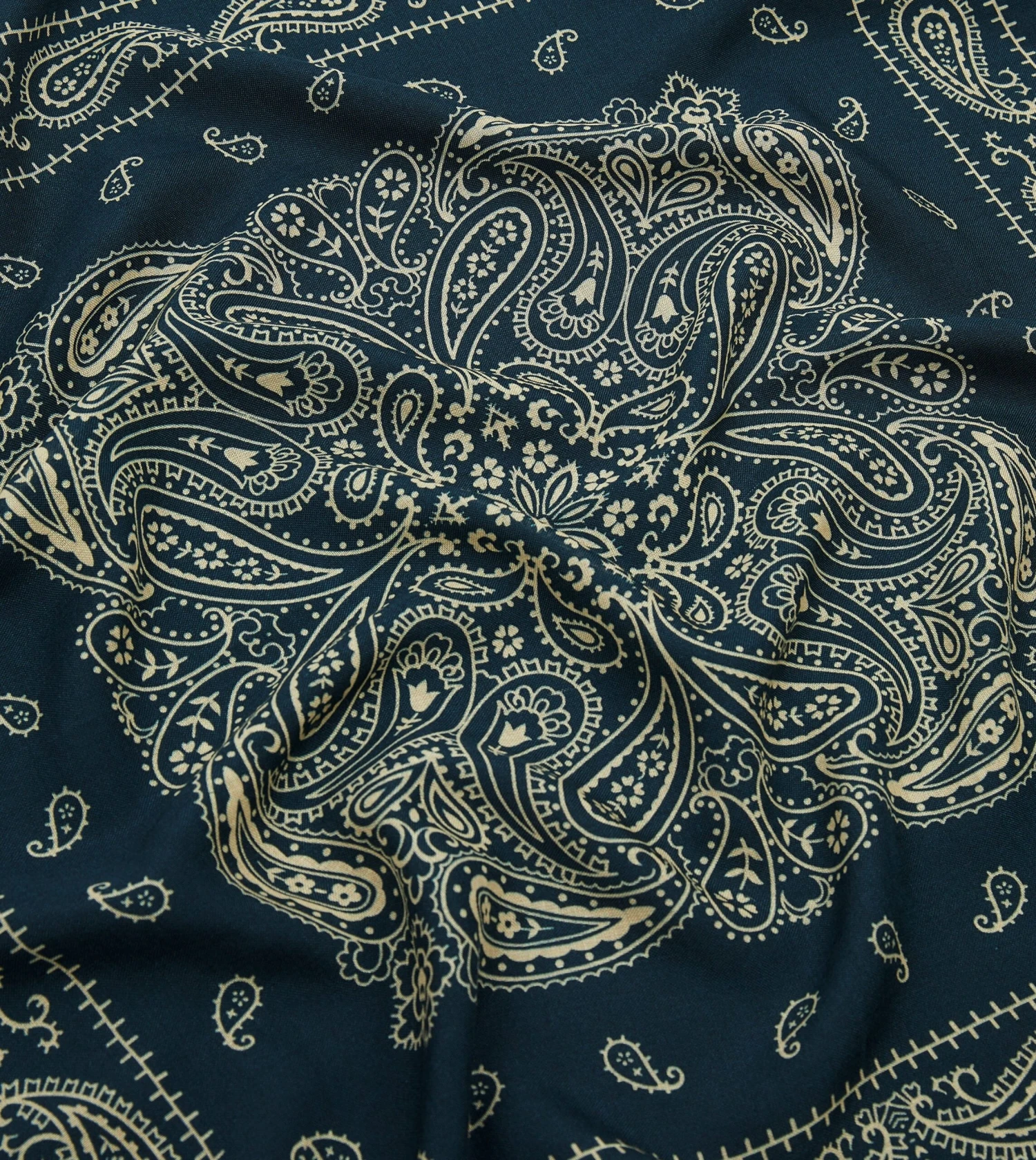 Navy Paisley Print Wool-Silk Bandana 4 Navy Paisley Print Wool-Silk Bandana - Image 2