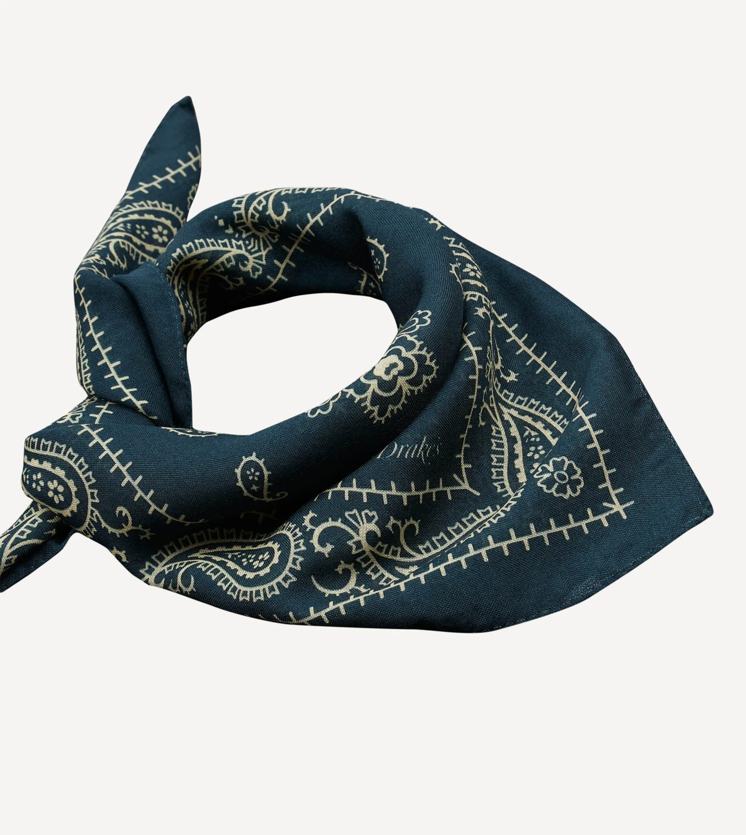 Navy Paisley Print Wool-Silk Bandana 6 Navy Paisley Print Wool-Silk Bandana - Image 4