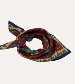 Red Mythical Animals Print Wool-Silk Bandana 10 Red Mythical Animals Print Wool-Silk Bandana -Drakes Shop DR1AD023554 03701 5