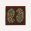 Brown Large Paisley Print Wool-Silk Bandana -Drakes Shop DR1AD023556 02301 3