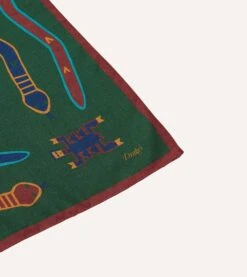 Green Navajo Print Wool-Silk Bandana 10 Green Navajo Print Wool-Silk Bandana -Drakes Shop DR1AD023557 02401 4