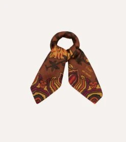 Drakes Shop 10 ALD / Drake's Brown Graphic Bandana