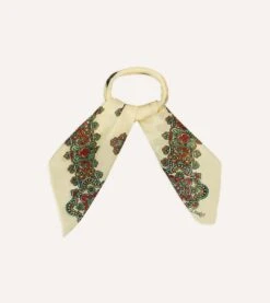 Ecru Medallion Print Cotton-Silk Bandana -Drakes Shop DR1AD024075 01501 3