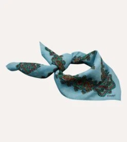 Blue Medallion Print Cotton-Silk Bandana -Drakes Shop DR1AD024075 02201 4