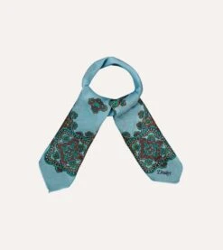 Blue Medallion Print Cotton-Silk Bandana -Drakes Shop DR1AD024075 02201 5