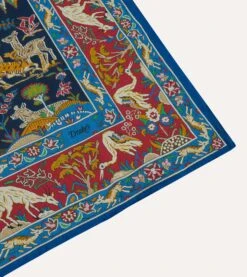 Blue And Red Mounted Hunter Print Wool-Silk Bandana -Drakes Shop DR1AD024079 01201 4