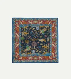 Drakes Shop 16 Blue And Red Mounted Hunter Print Wool-Silk Bandana