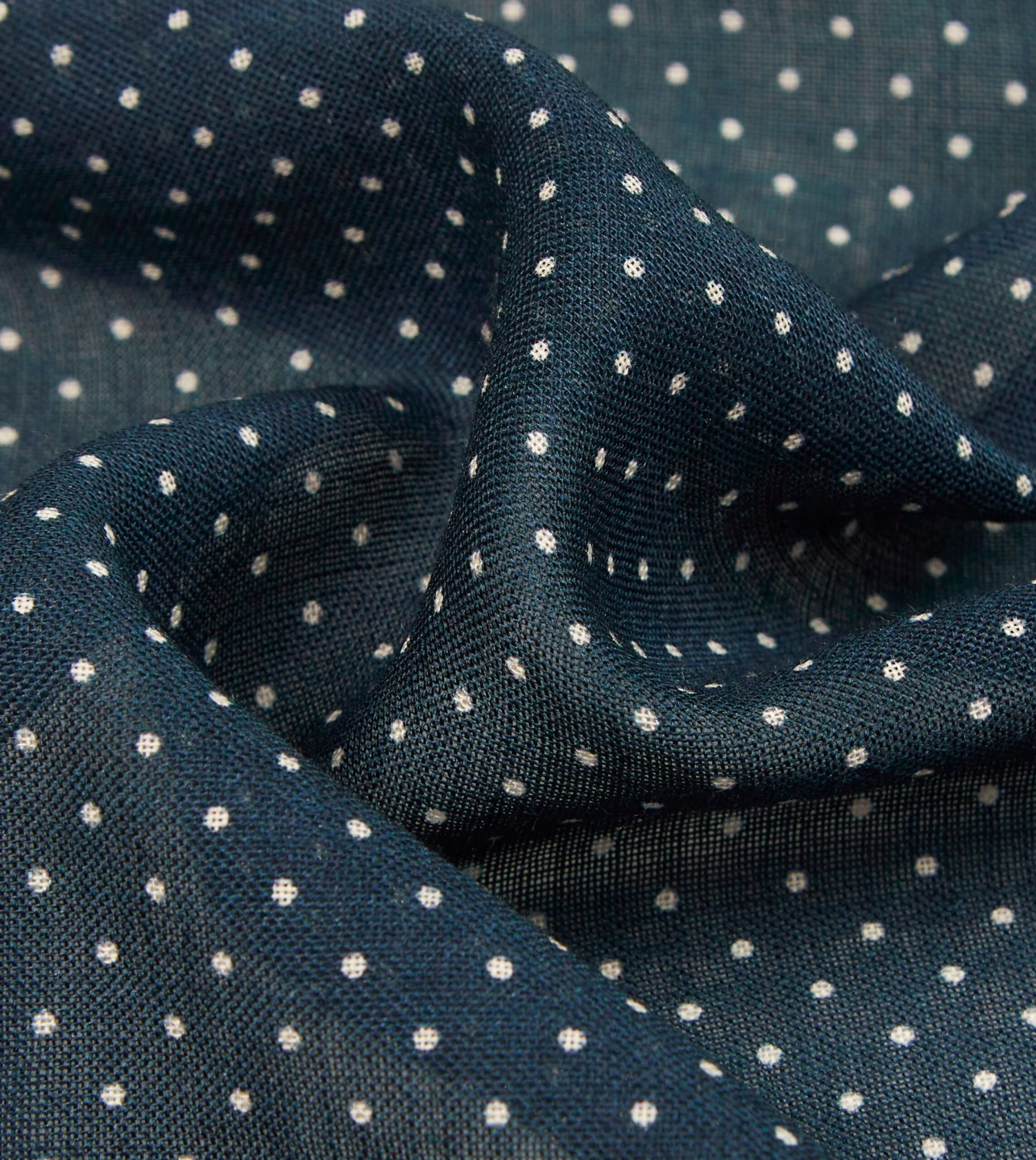 Navy Spots Print Wool-Silk Pocket Square 4 Navy Spots Print Wool-Silk Pocket Square - Image 2