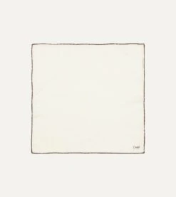 Ivory And Brown Shoestring Border Silk Pocket Square