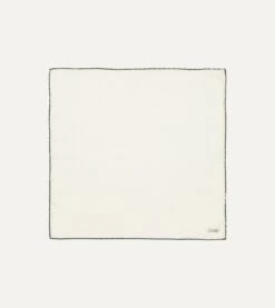 Ivory And Green Shoestring Border Silk Pocket Square